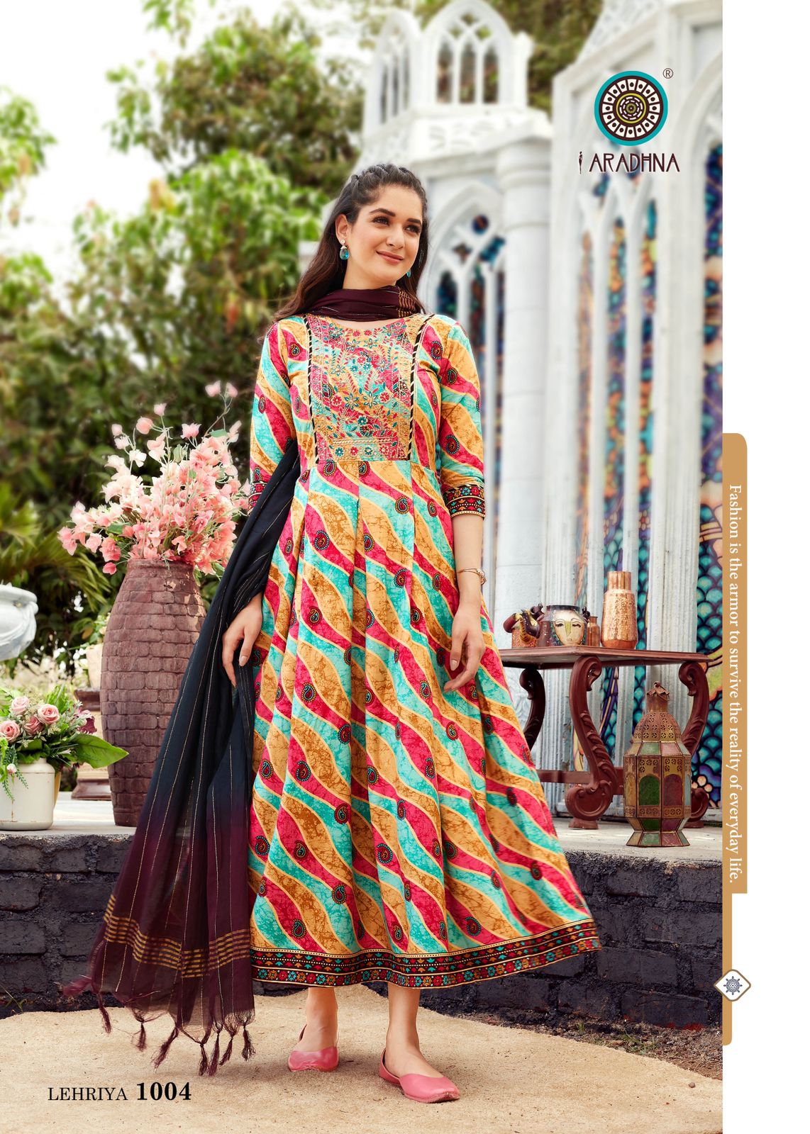 Aradhna Lehriya 1 New Designer Ethnic Wear Rayon Anarkali Kurti With Dupatta Collection